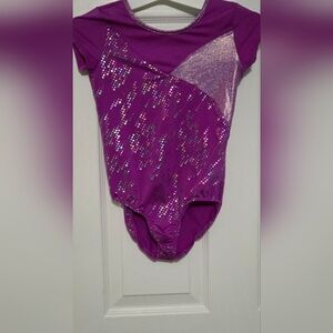 Danskin Now 7-8 Girl's Shrtslv Shiny Purple Gymnastics Dance Leotard
